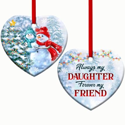 Snowman Always My Daughter Forever My Friend - Heart Ornament - Owl Ohh - Owl Ohh