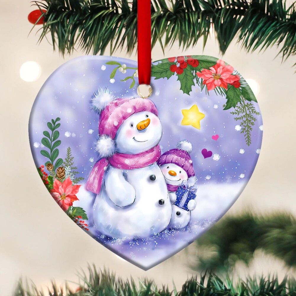 Snowman The Love Between A Mother And Daughter Is Forever - Heart Ornament - Owl Ohh - Owl Ohh