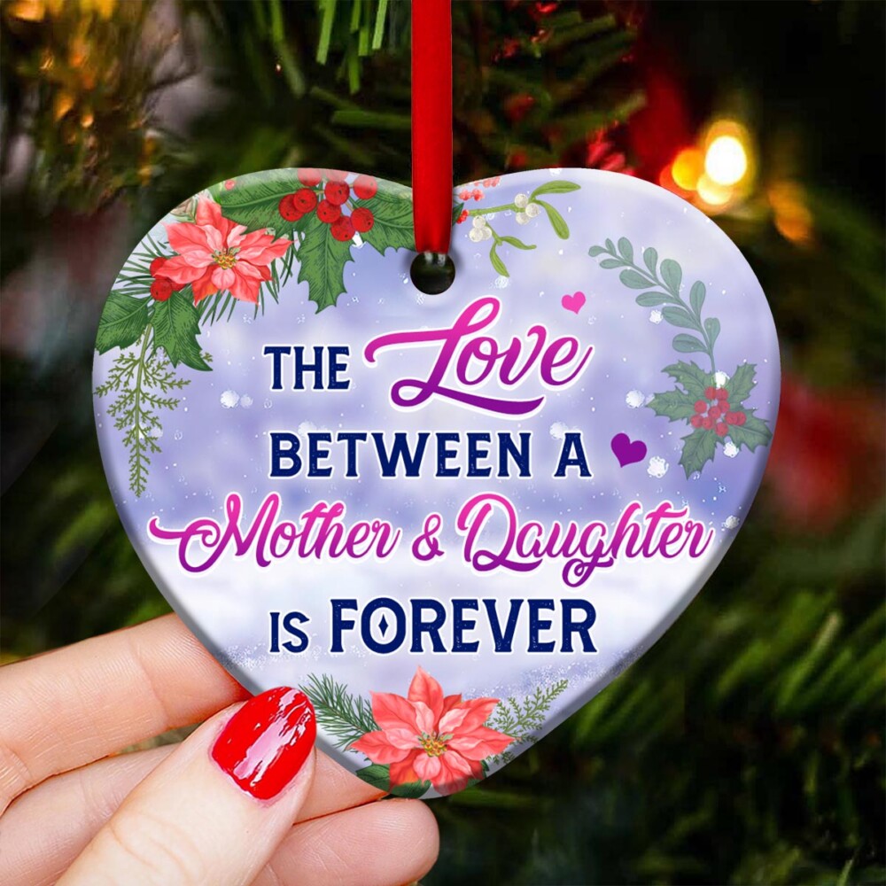 Snowman The Love Between A Mother And Daughter Is Forever - Heart Ornament - Owl Ohh - Owl Ohh