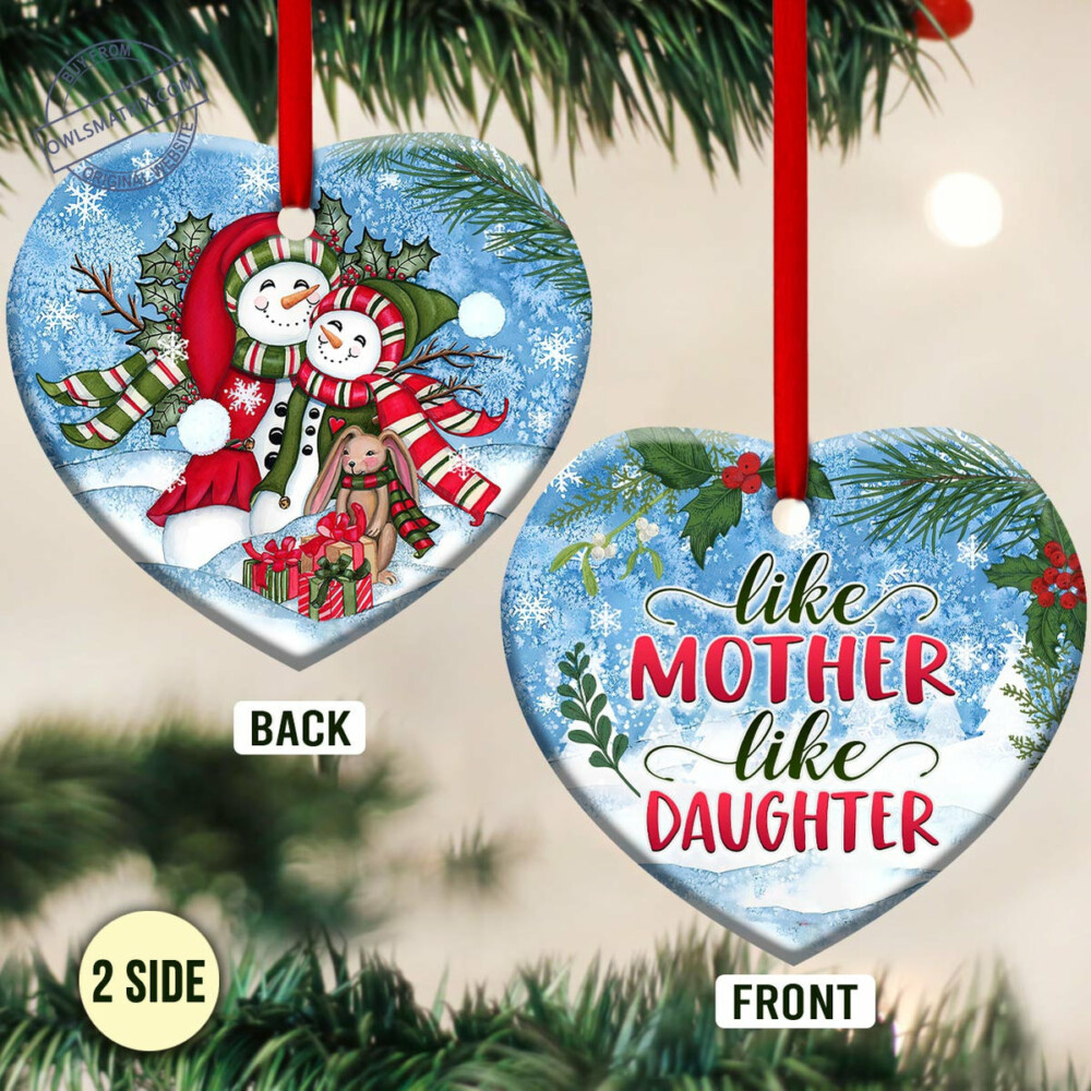 Snowman Like Mother Like Daughter - Heart Ornament - Owl Ohh - Owl Ohh
