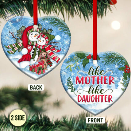 Snowman Like Mother Like Daughter - Heart Ornament - Owl Ohh - Owl Ohh