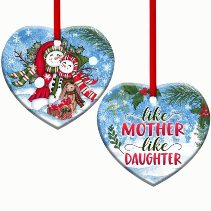 Snowman Like Mother Like Daughter - Heart Ornament - Owl Ohh - Owl Ohh