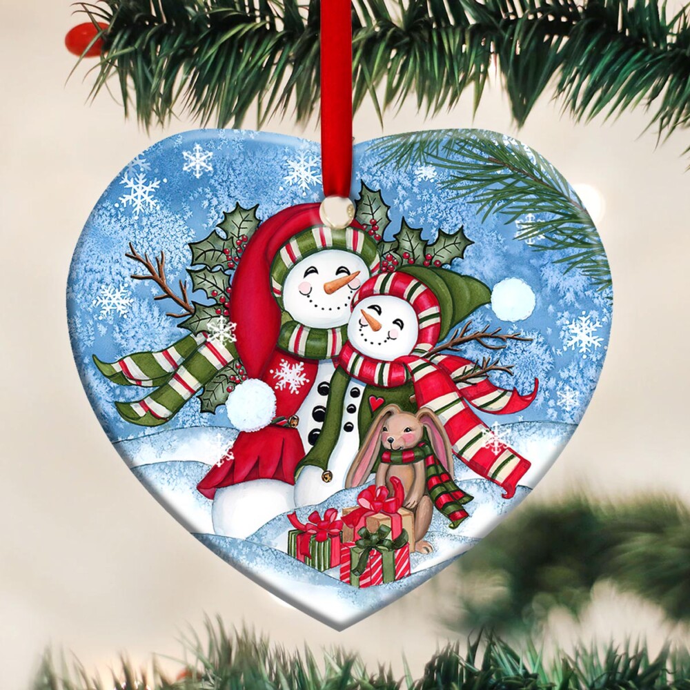 Snowman Like Mother Like Daughter - Heart Ornament - Owl Ohh - Owl Ohh