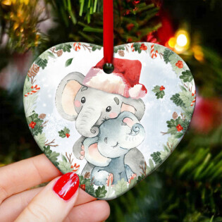 Elephant Home Is Where Mom Is - Heart Ornament - Owl Ohh - Owl Ohh