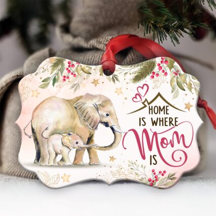 Elephant Home Is Where Mom Is - Horizontal Ornament - Owl Ohh - Owl Ohh