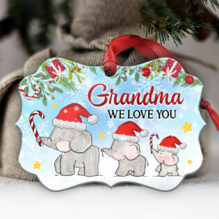 Elephant Grandma We Love You - Horizontal Ornament - Owl Ohh - Owl Ohh