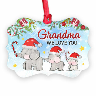 Elephant Grandma We Love You - Horizontal Ornament - Owl Ohh - Owl Ohh