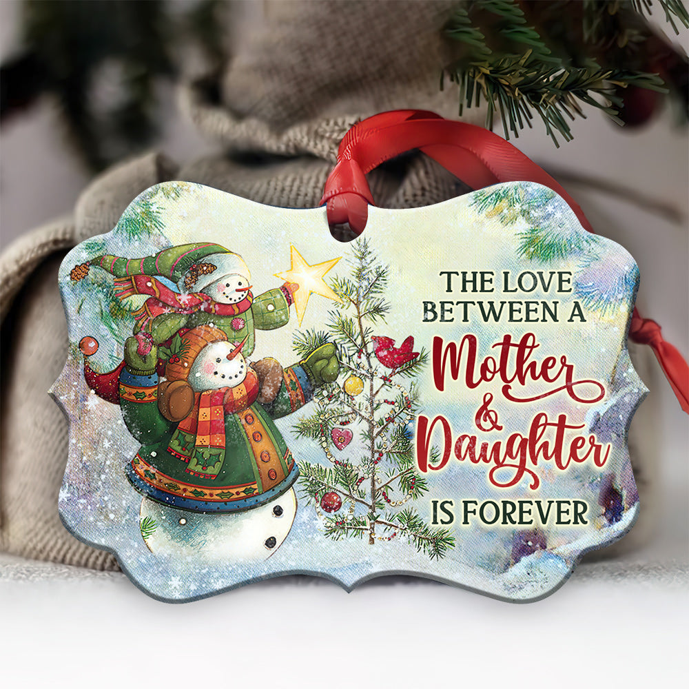 Snowman The Love Between A Mother And Daughter Is Forever - Horizontal Ornament - Owl Ohh - Owl Ohh