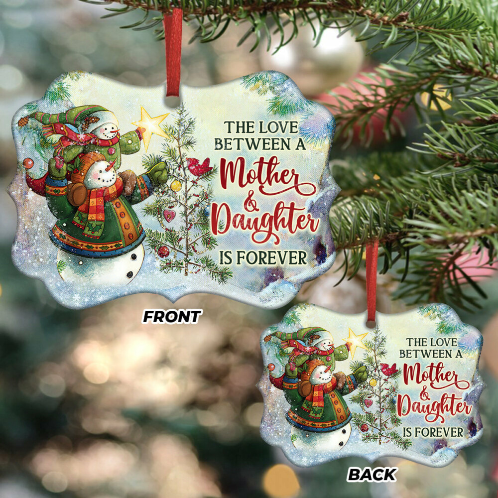 Snowman The Love Between A Mother And Daughter Is Forever - Horizontal Ornament - Owl Ohh - Owl Ohh