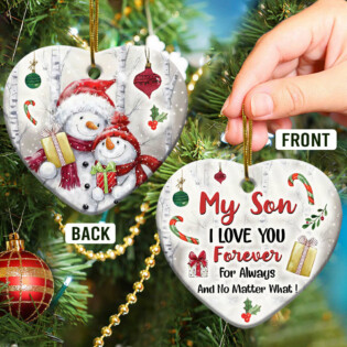 Snowman My Son I Love You Forever - Heart Ornament - Owl Ohh - Owl Ohh