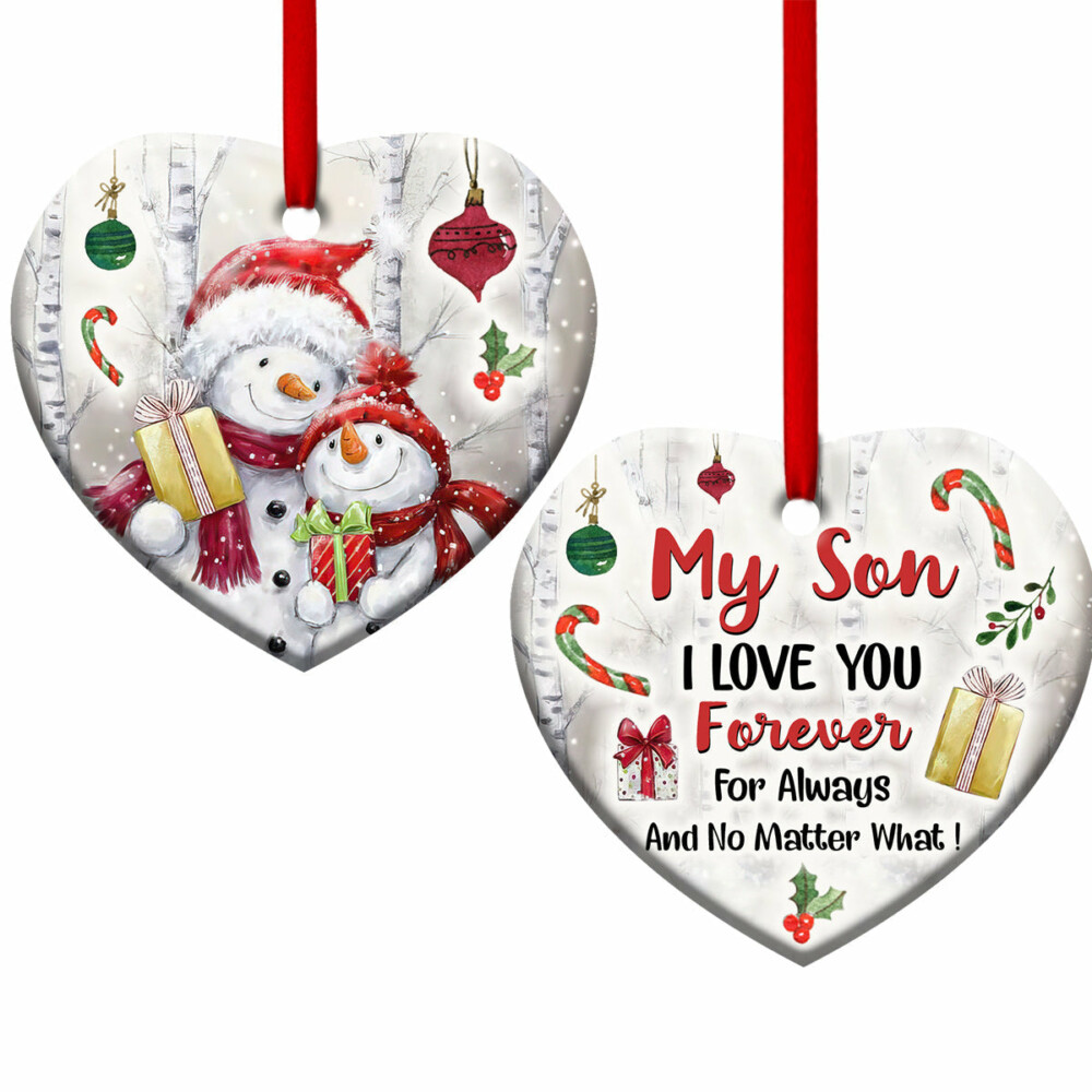 Snowman My Son I Love You Forever - Heart Ornament - Owl Ohh - Owl Ohh