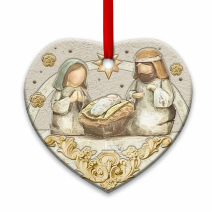 Jesus Nativity Classic Style - Heart Ornament - Owl Ohh - Owl Ohh