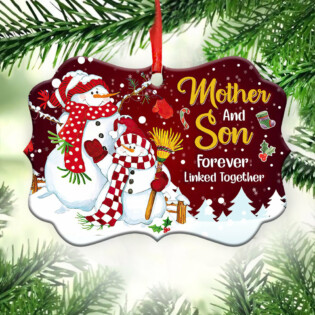 Snowman Mother And Son Forever Linked Together - Horizontal Ornament - Owl Ohh - Owl Ohh