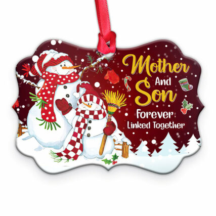 Snowman Mother And Son Forever Linked Together - Horizontal Ornament - Owl Ohh - Owl Ohh