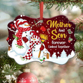 Snowman Mother And Son Forever Linked Together - Horizontal Ornament - Owl Ohh - Owl Ohh