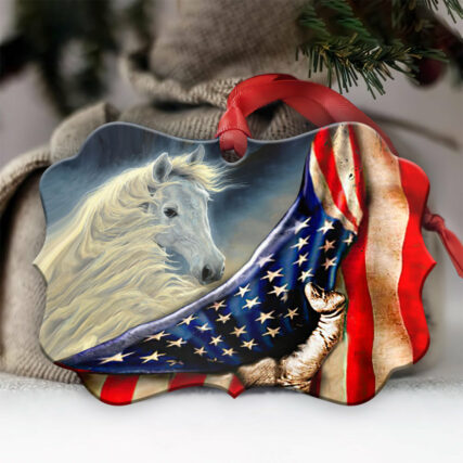 Horse American Patriot Style - Horizontal Ornament - Owl Ohh - Owl Ohh