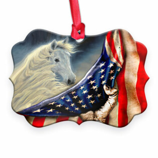 Horse American Patriot Style - Horizontal Ornament - Owl Ohh - Owl Ohh