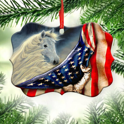 Horse American Patriot Style - Horizontal Ornament - Owl Ohh - Owl Ohh