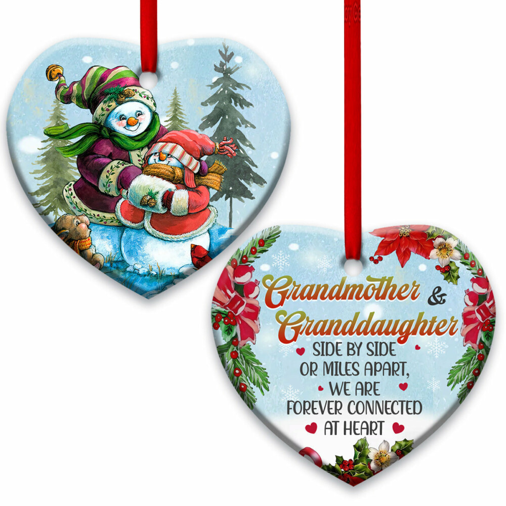 Family Grandmother And Granddaughter Side By Side - Heart Ornament - Owl Ohh - Owl Ohh