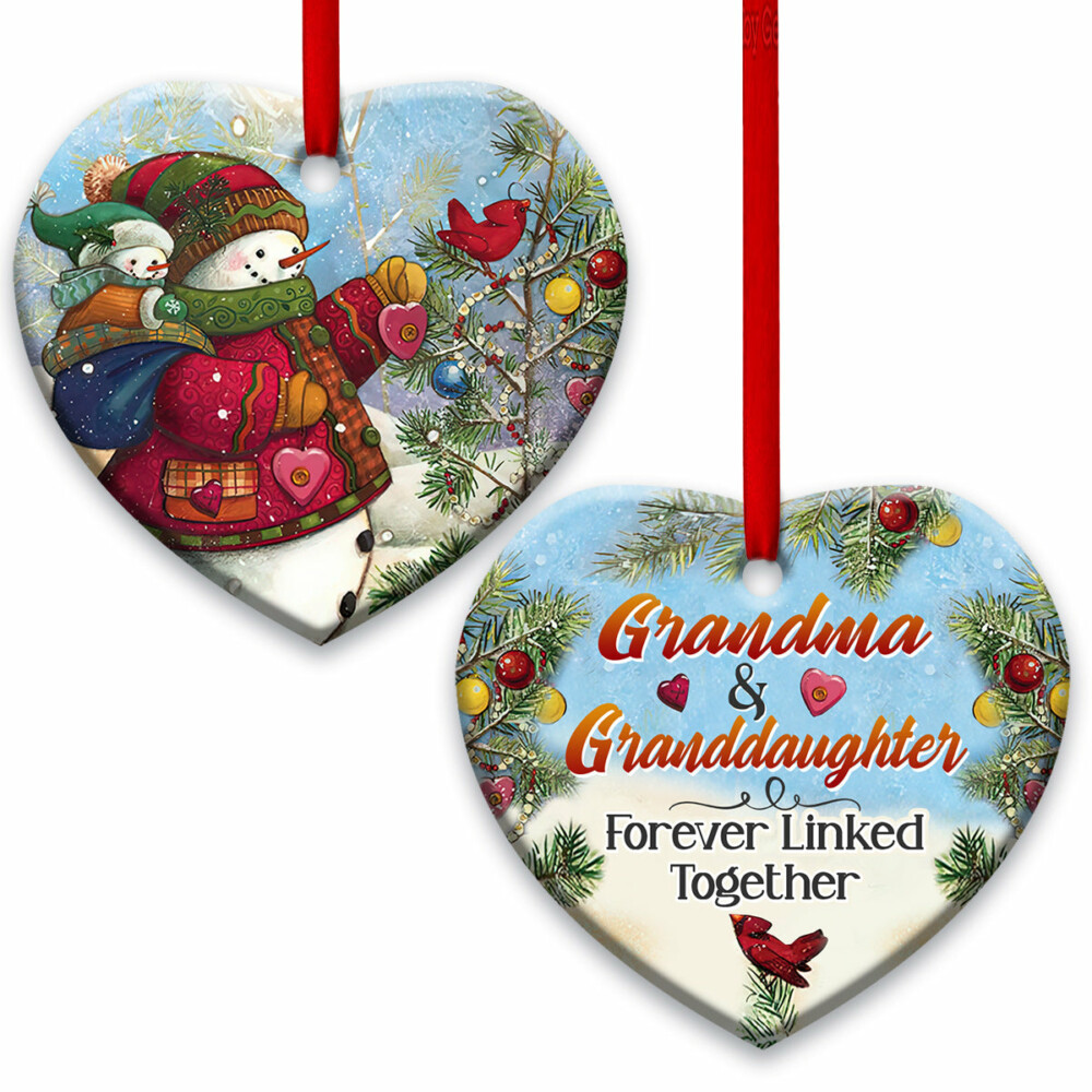 Family Grandma And Granddaughter Forever Linked Together - Heart Ornament - Owl Ohh - Owl Ohh