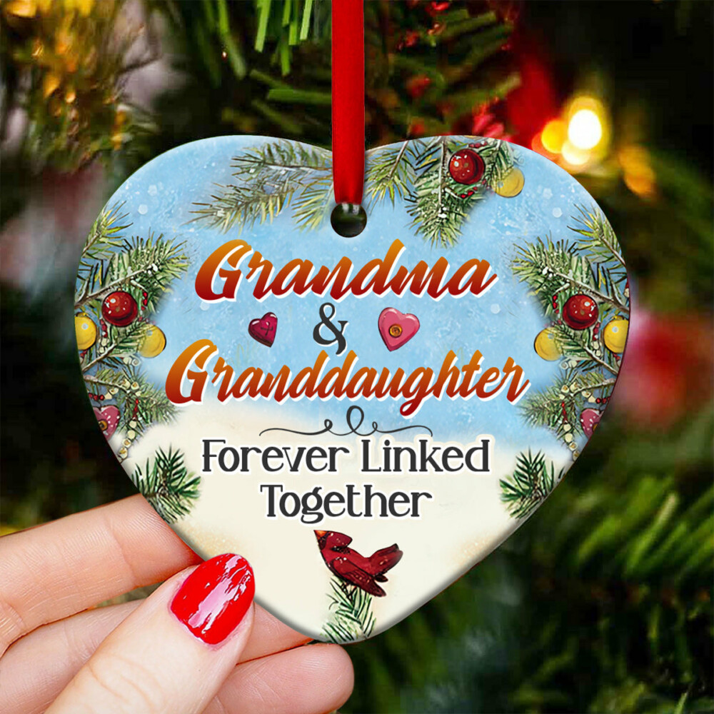 Family Grandma And Granddaughter Forever Linked Together - Heart Ornament - Owl Ohh - Owl Ohh