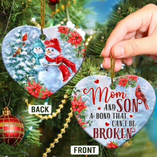 Snowman Family Mom And Son A Bond That Can't Be Broken - Heart Ornament - Owl Ohh - Owl Ohh