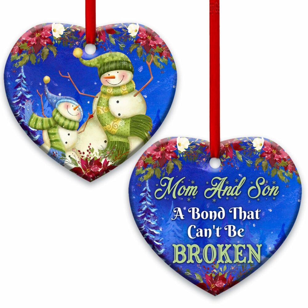Family Snowman Mom And Son - Heart Ornament - Owl Ohh - Owl Ohh