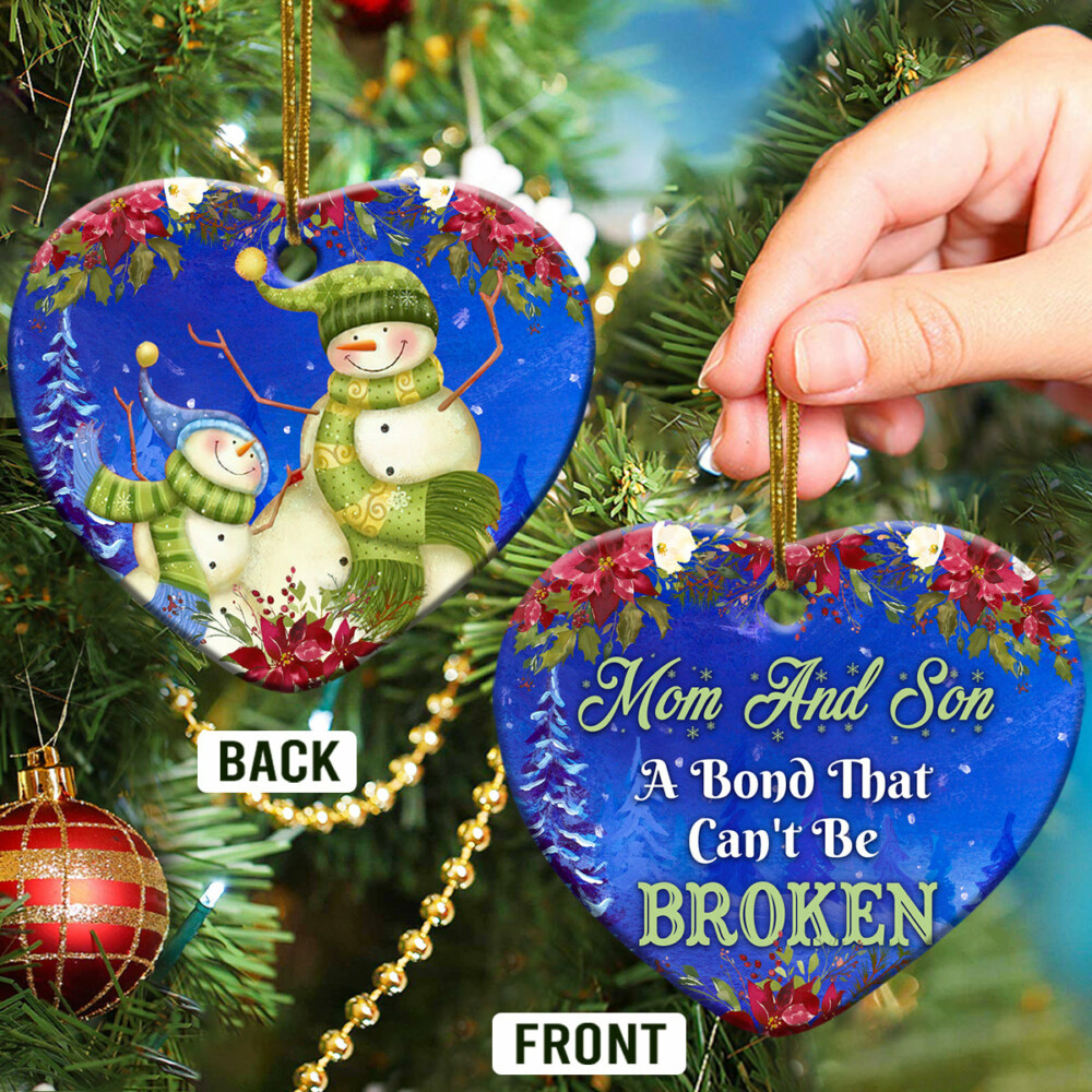 Family Snowman Mom And Son - Heart Ornament - Owl Ohh - Owl Ohh