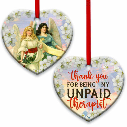 Angel Bestie Thank You For Being My Unpaid Therapist - Heart Ornament - Owl Ohh - Owl Ohh