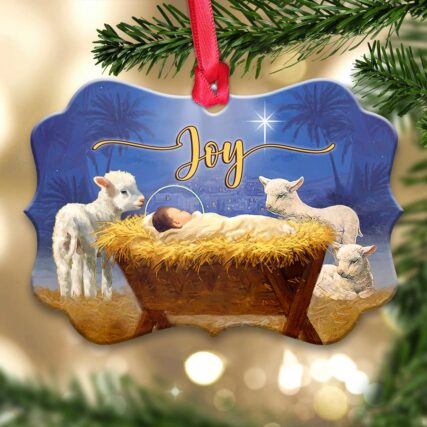 Jesus Nativity Joy Style - Horizontal Ornament - Owl Ohh - Owl Ohh