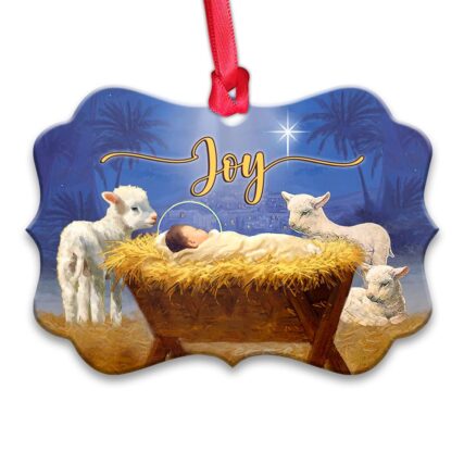 Jesus Nativity Joy Style - Horizontal Ornament - Owl Ohh - Owl Ohh