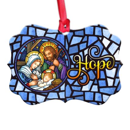 Jesus Nativity Hope Beautiful Style - Horizontal Ornament - Owl Ohh - Owl Ohh