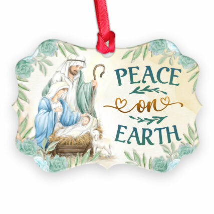 Jesus Peace On Earth - Horizontal Ornament - Owl Ohh - Owl Ohh