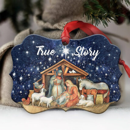 Jesus Nativity True Story - Horizontal Ornament - Owl Ohh - Owl Ohh