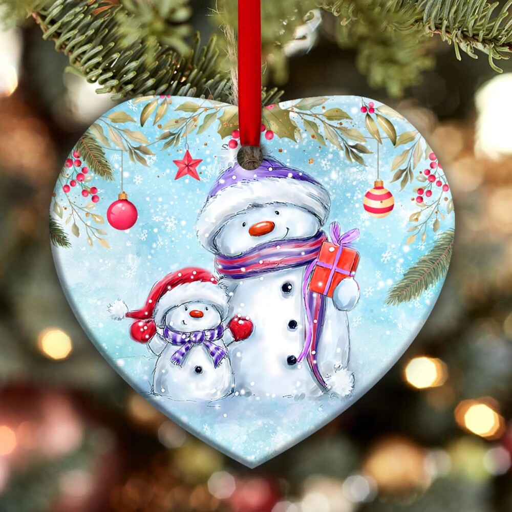 Snowman Mother And Daughter A Bond That Cant Broken - Heart Ornament - Owl Ohh - Owl Ohh