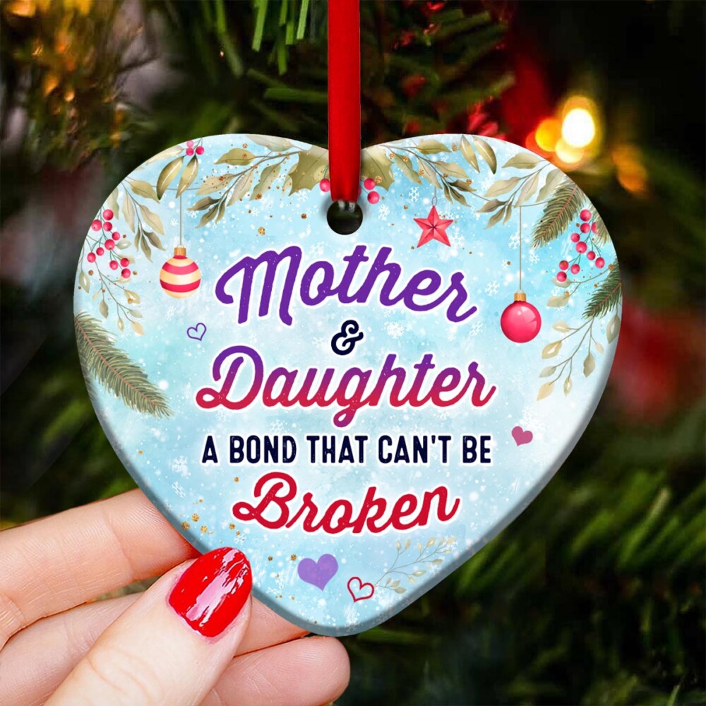 Snowman Mother And Daughter A Bond That Cant Broken - Heart Ornament - Owl Ohh - Owl Ohh