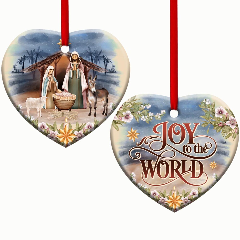 Jesus Joy To The World - Heart Ornament - Owl Ohh - Owl Ohh
