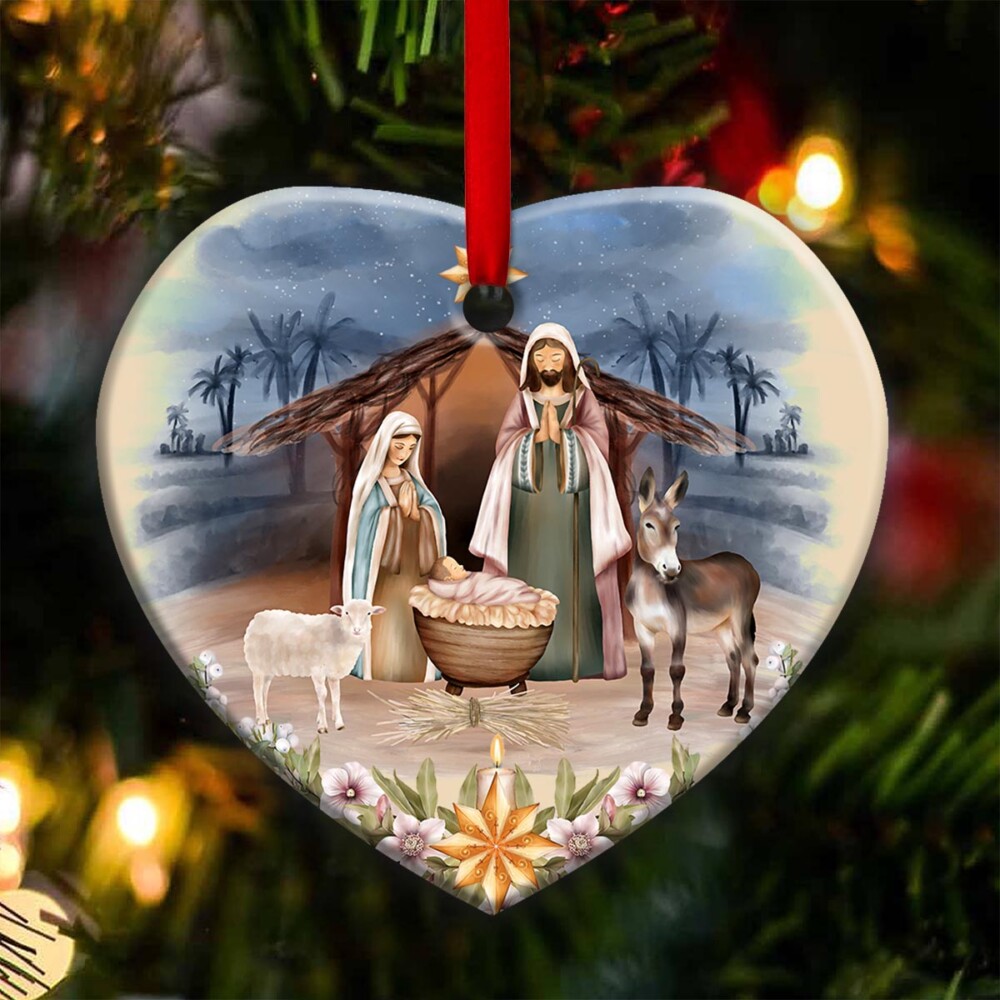 Jesus Joy To The World - Heart Ornament - Owl Ohh - Owl Ohh