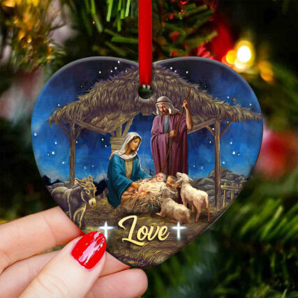 Jesus Nativity True Love - Heart Ornament - Owl Ohh - Owl Ohh