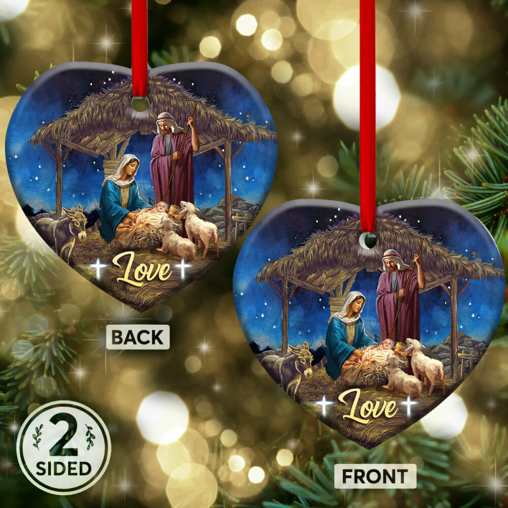 Jesus Nativity True Love - Heart Ornament - Owl Ohh - Owl Ohh