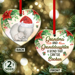 Elephant Grandma And Granddaughter A Bond That Can Be Brocken - Heart Ornament - Owl Ohh - Owl Ohh