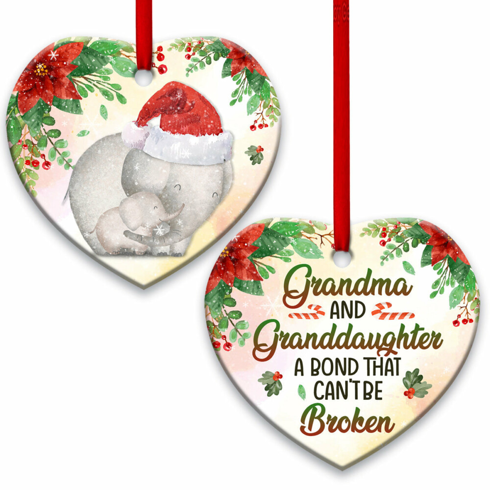 Elephant Grandma And Granddaughter A Bond That Can Be Brocken - Heart Ornament - Owl Ohh - Owl Ohh
