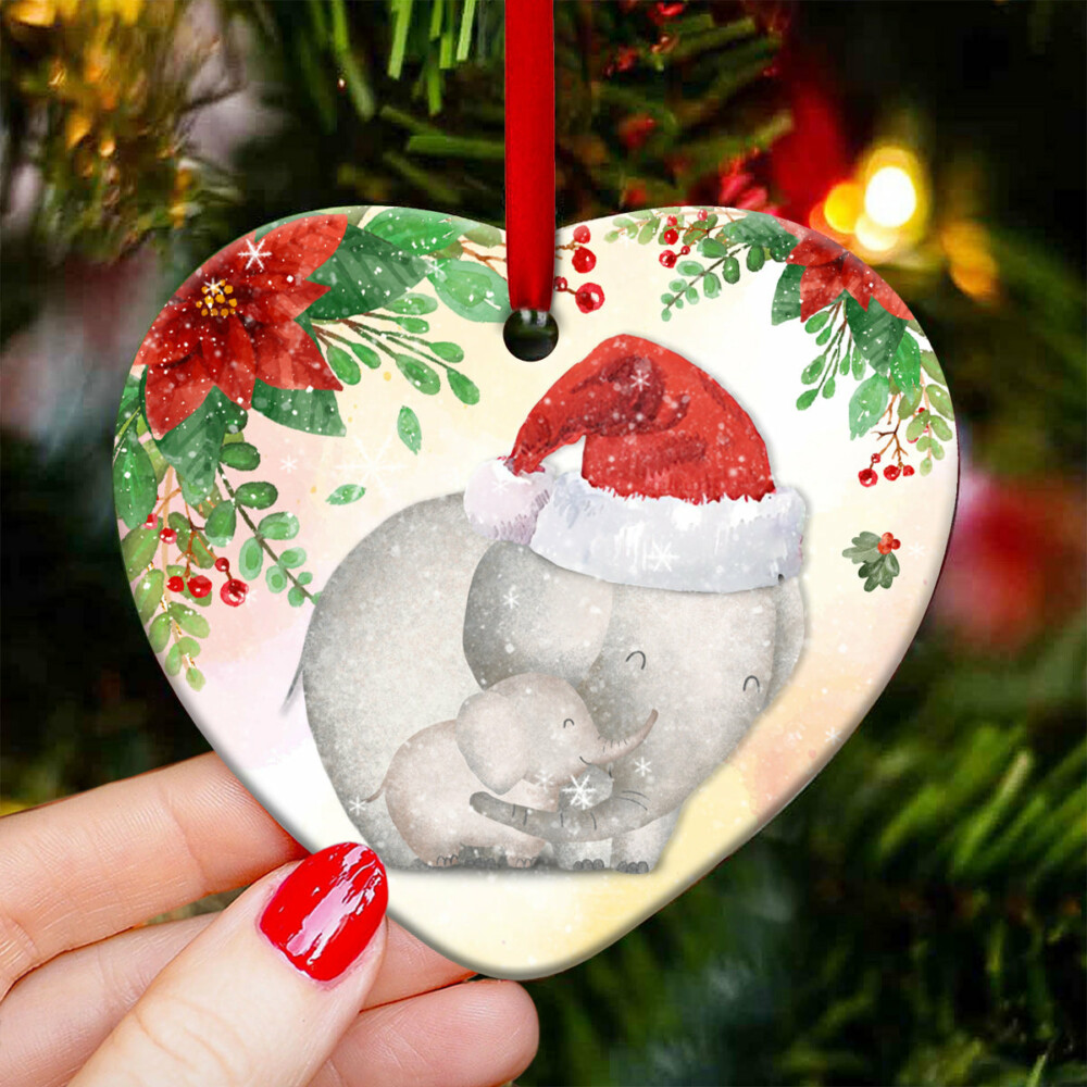 Elephant Grandma And Granddaughter A Bond That Can Be Brocken - Heart Ornament - Owl Ohh - Owl Ohh