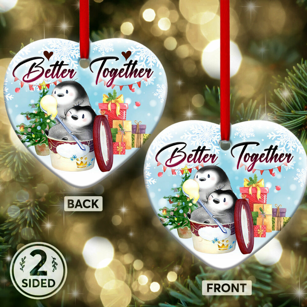 Penguin Bestie Better Together - Heart Ornament - Owl Ohh - Owl Ohh