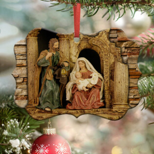 Jesus Nativity The Love - Horizontal Ornament - Owl Ohh - Owl Ohh