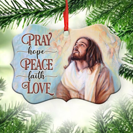 Jesus Pray Hope Peace Faith Love - Horizontal Ornament - Owl Ohh - Owl Ohh