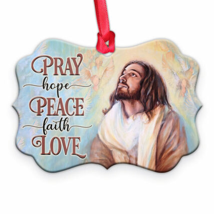 Jesus Pray Hope Peace Faith Love - Horizontal Ornament - Owl Ohh - Owl Ohh
