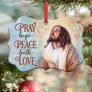 Jesus Pray Hope Peace Faith Love - Horizontal Ornament - Owl Ohh - Owl Ohh