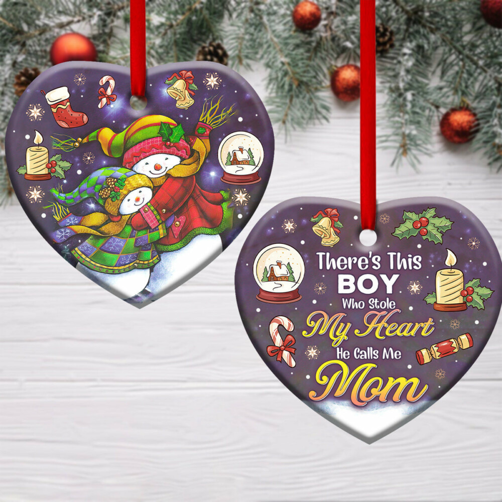 Family MAS Snowman There Is This Boy Who Stole My Heart - Heart Ornament - Owl Ohh - Owl Ohh