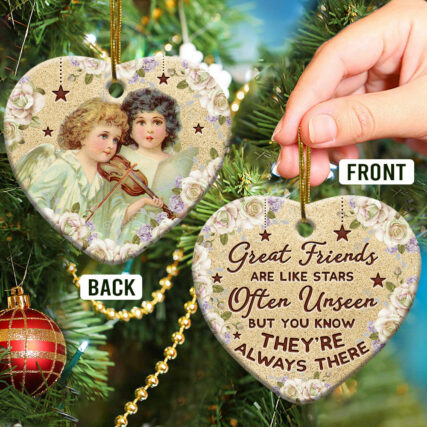 Jesus Angel Bestie Great Friends Are Like Stars - Heart Ornament - Owl Ohh - Owl Ohh